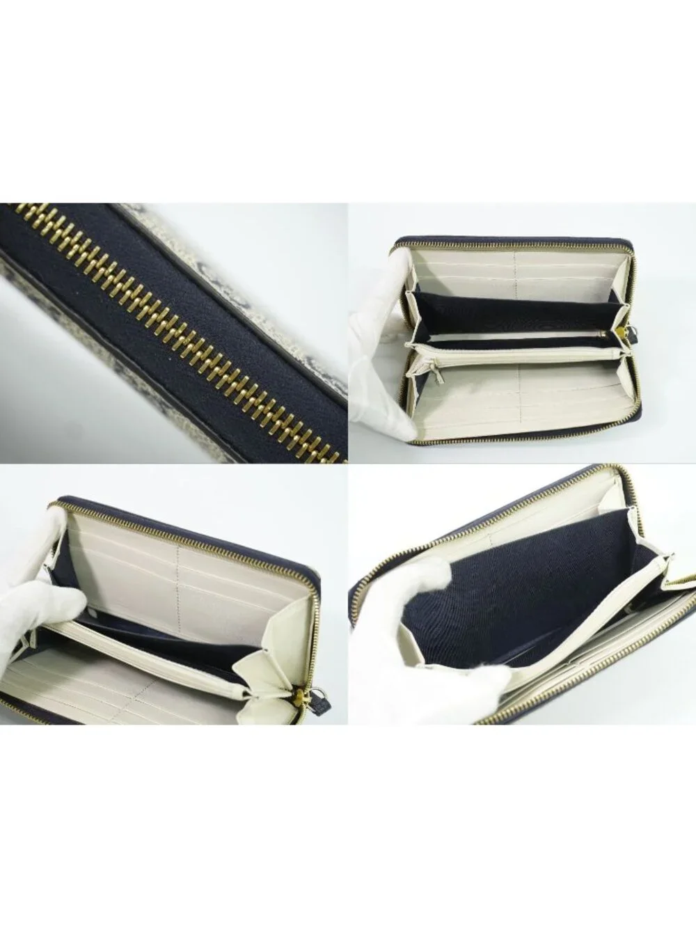 Gucci GG Supreme Zip Around Wallet Navy Vintage